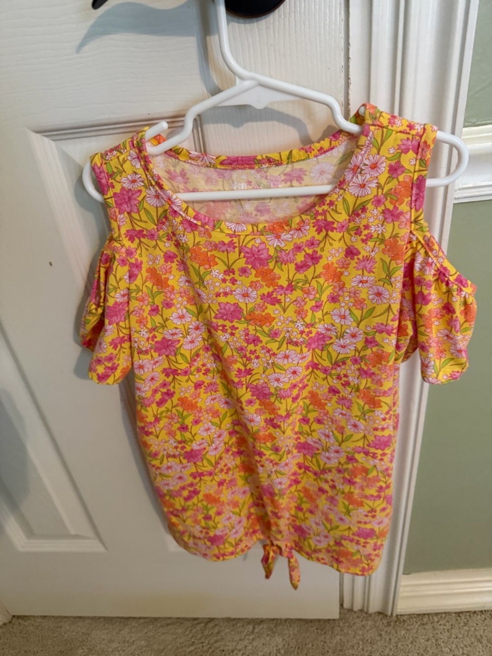 The Children's Place Yellow & Pink Floral Cold-Shoulder Tie-Front Top
